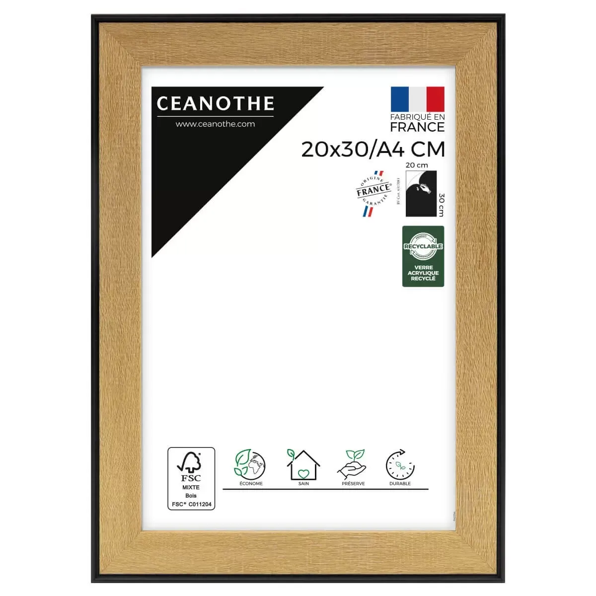 Cadre photo marron et noir 20x30 cm/A4 résine recyclée