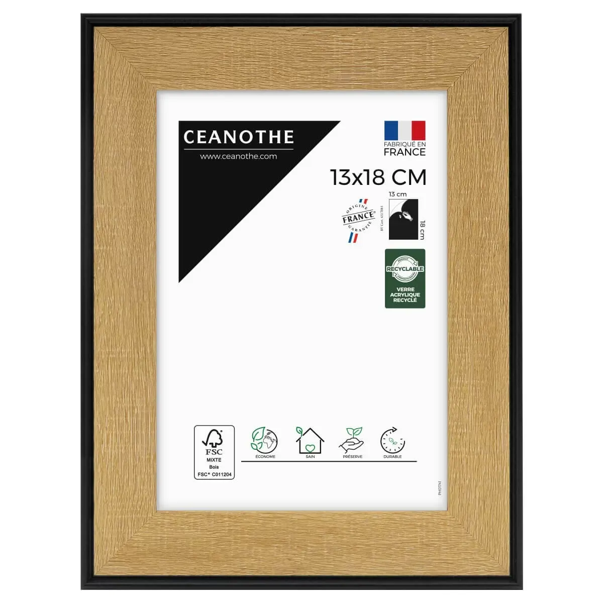 Cadre photo marron et noir 13x18 cm résine recyclée