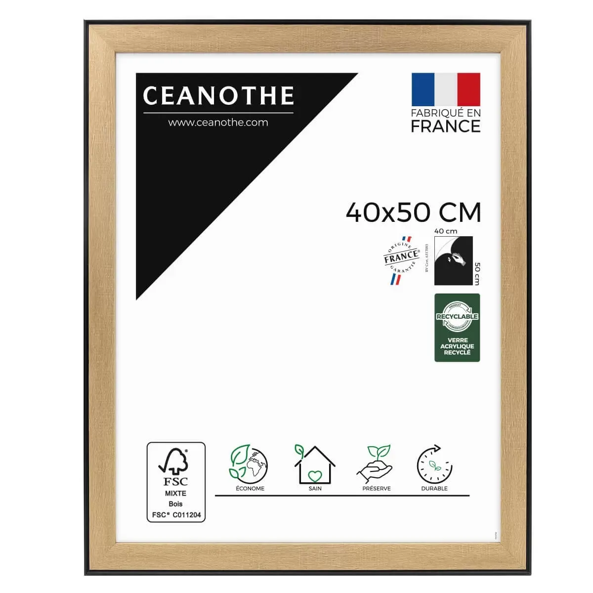 Cadre photo marron et noir 40x50 cm résine recyclée