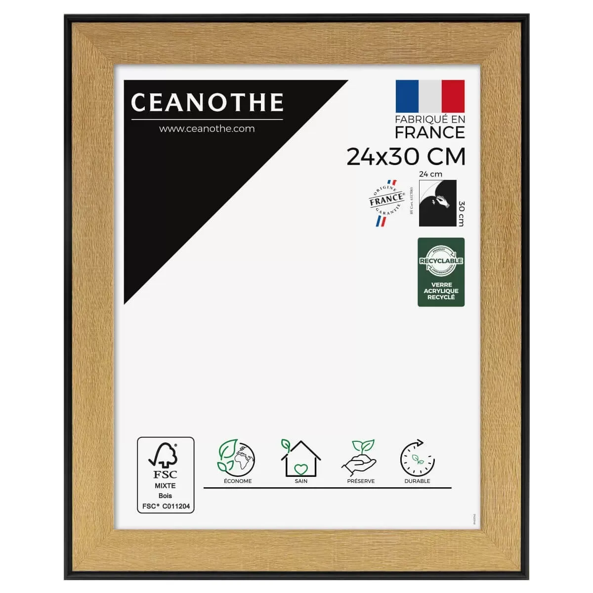 Cadre photo marron et noir 24x30 cm résine recyclée