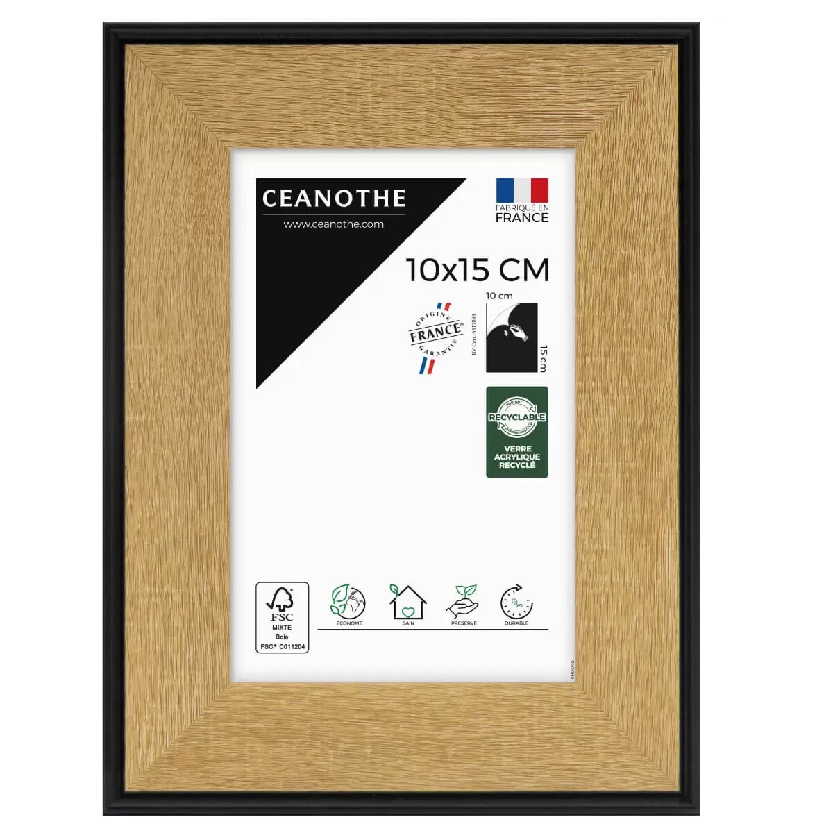 Cadre photo marron et noir 10x15 cm résine recyclée