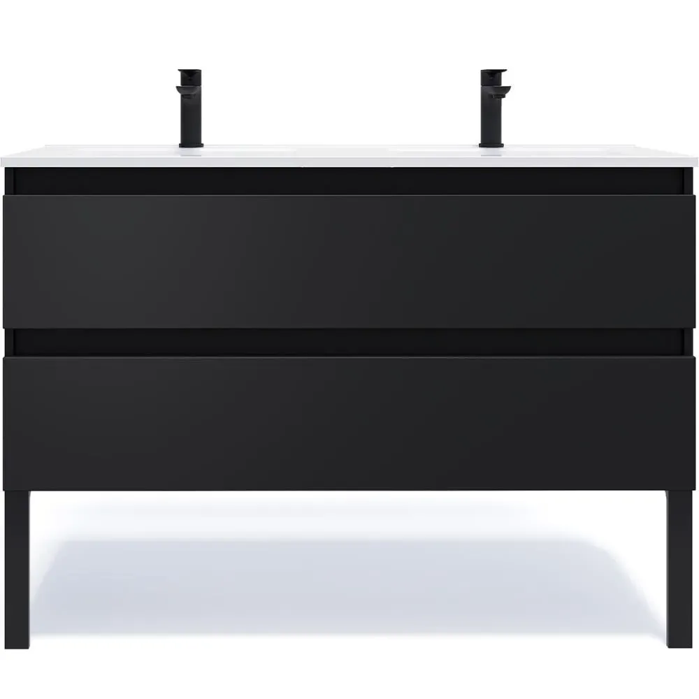 Meuble salle de bain double vasque 120cm 2 tiroirs Noir