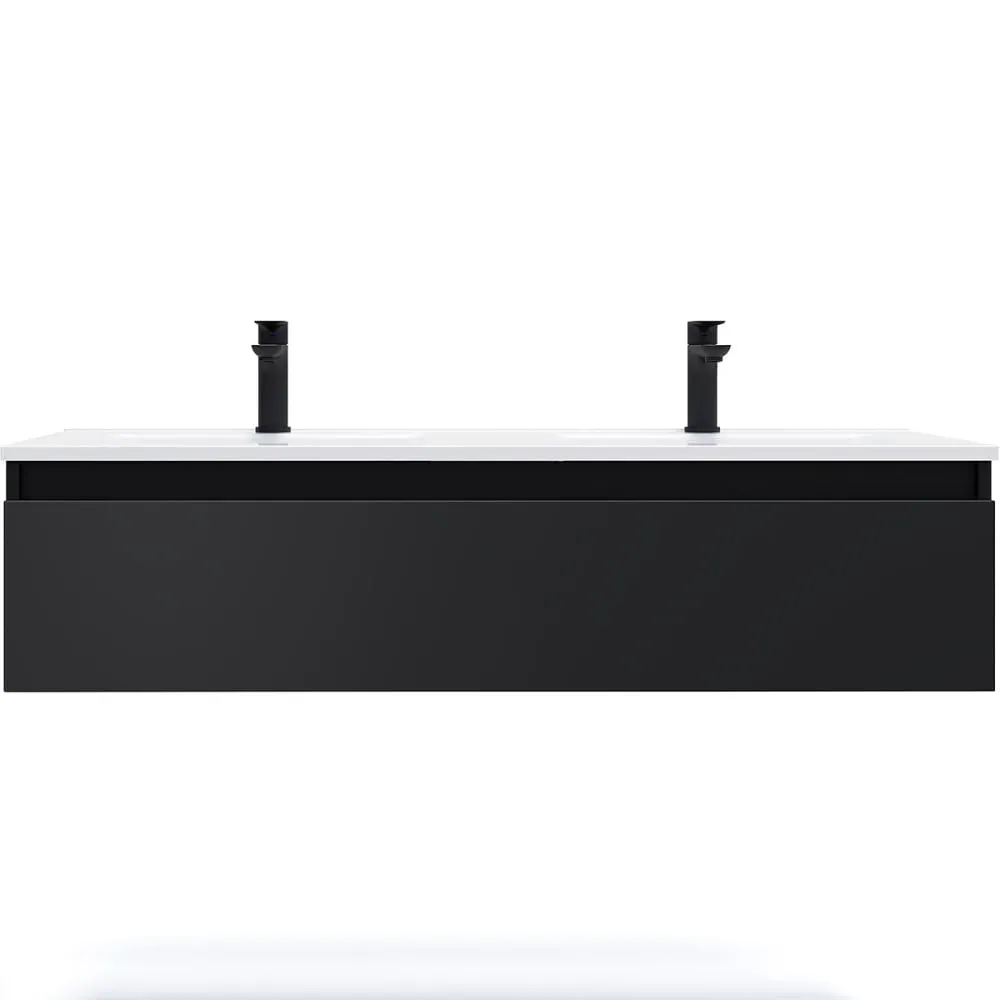 Meuble salle de bain double vasque 120cm 1 tiroir Noir