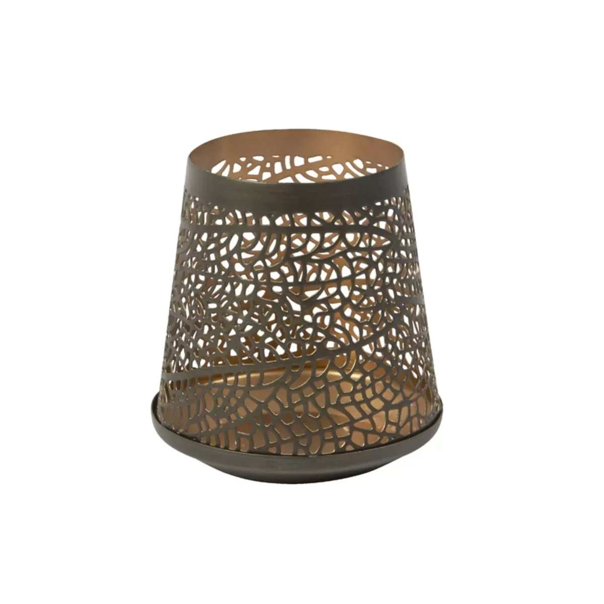 Lanterne décorative en fer marron et doré H10