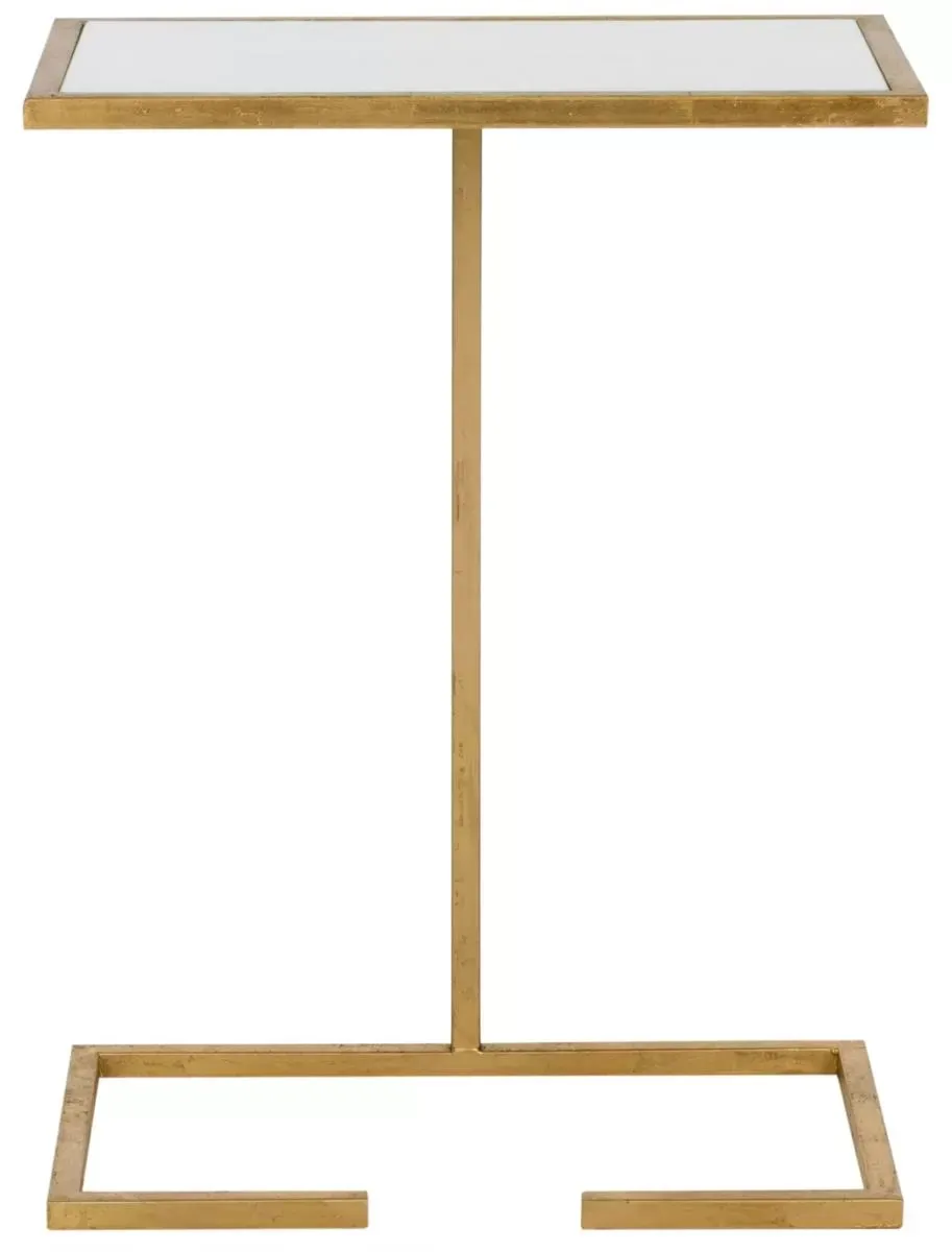 Table d'appoint en fer/verre blanc/or