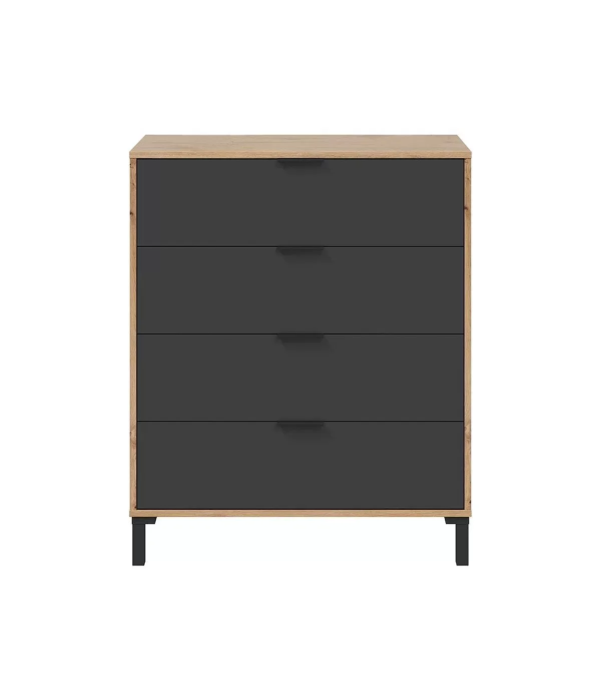 Commode 4 tiroirs effet bois et gris anthracite - L77,5 x H93,5 cm
