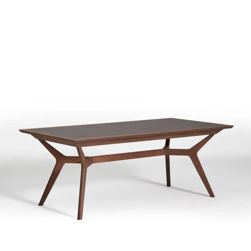 Table extensible en noyer, plateau céramique
