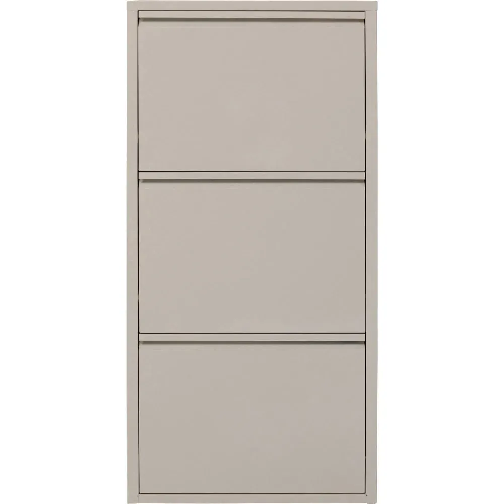 Casier à chaussures 3 tiroirs en acier crème