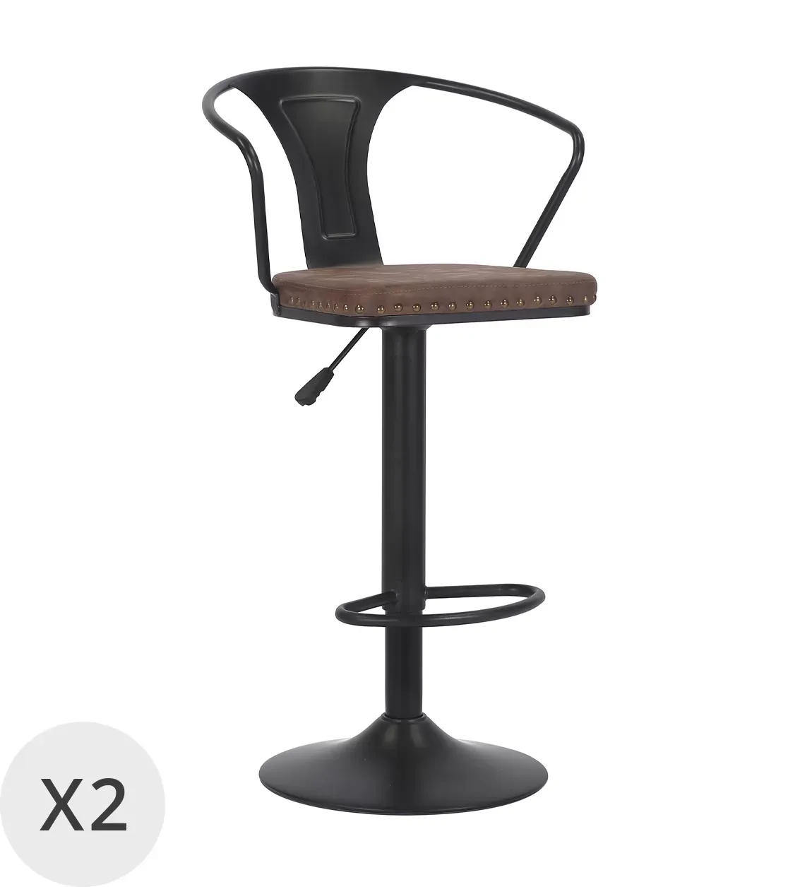 Set de 2 tabourets de bar pivotants en métal et simili-cuir