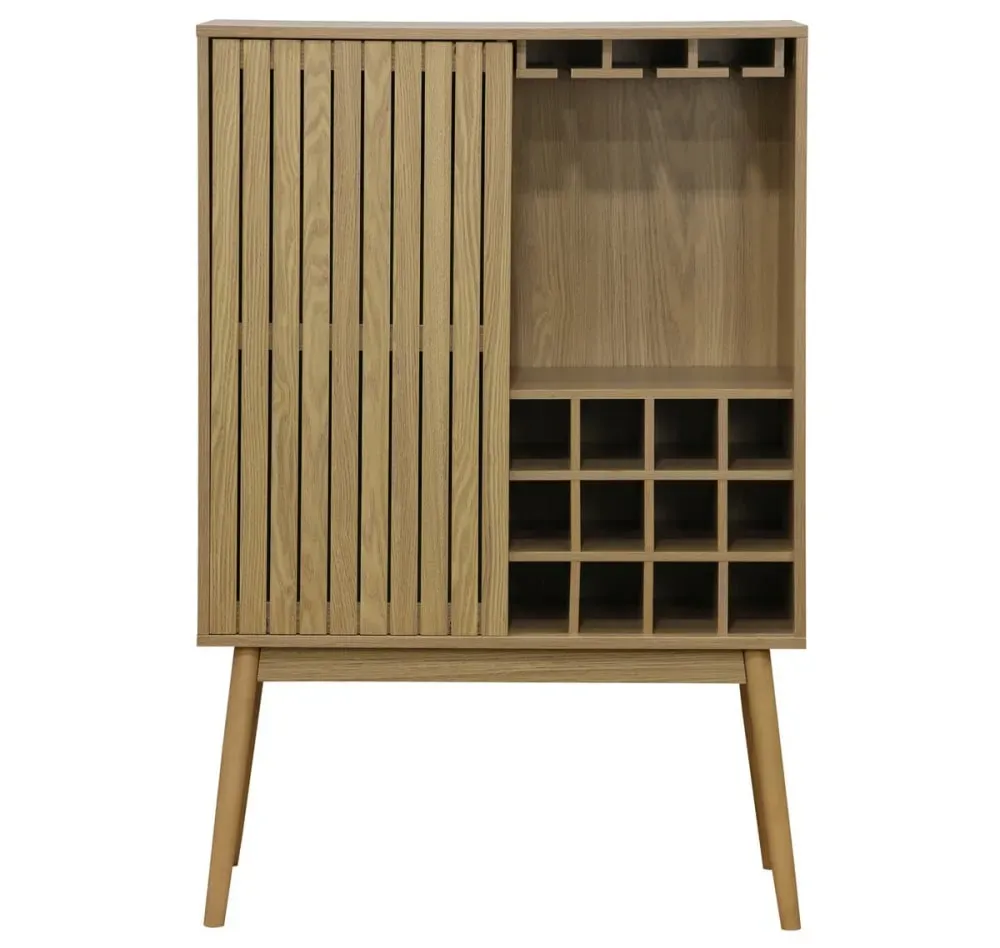Mini bar design en bois clair pour 12 bouteilles