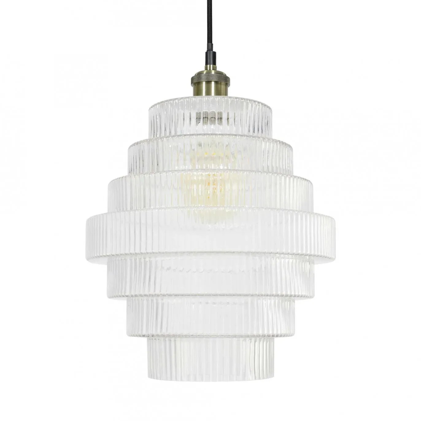 Suspension en verre avec un équipement en cordon textile