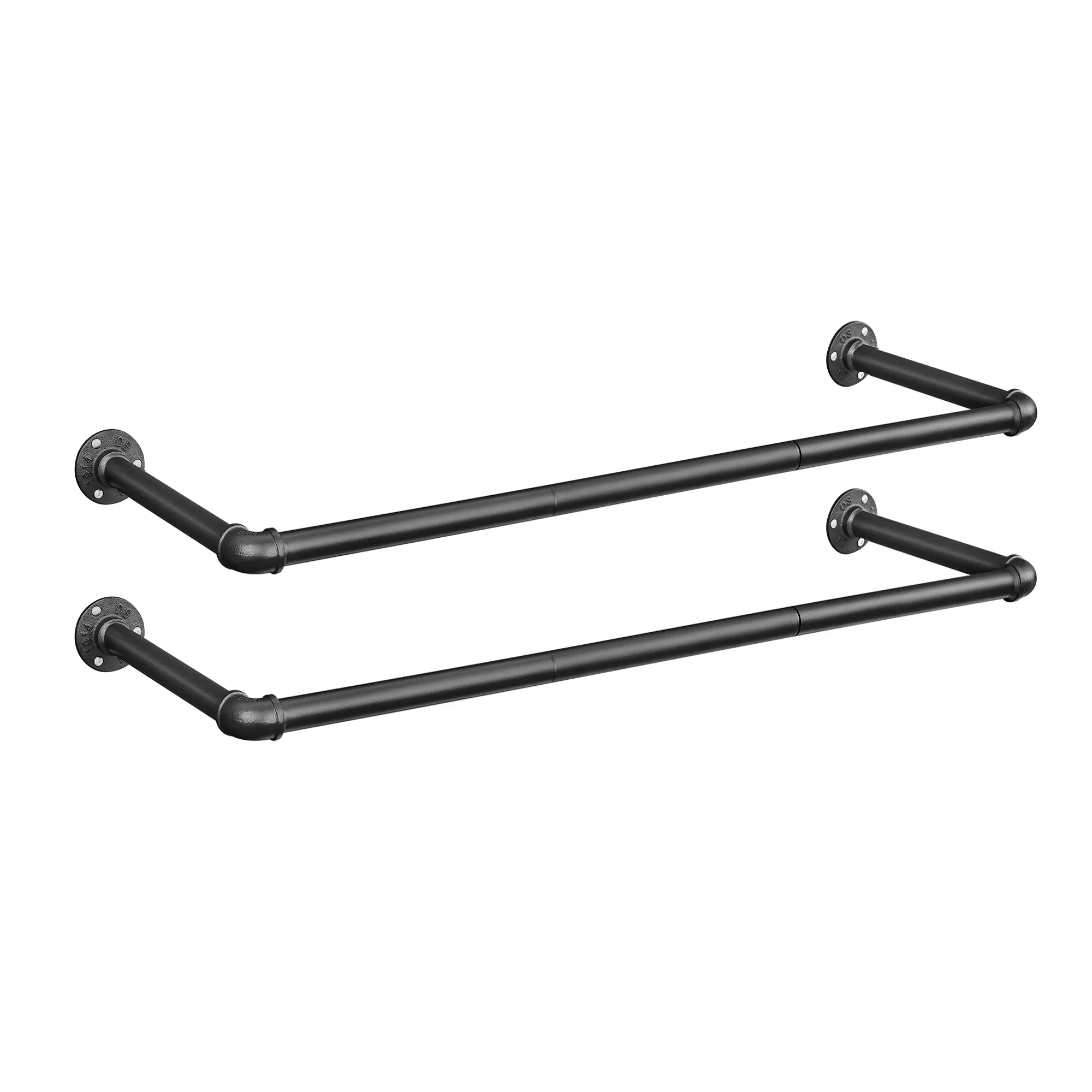 Tringles à vêtements murales style industriel acier noir