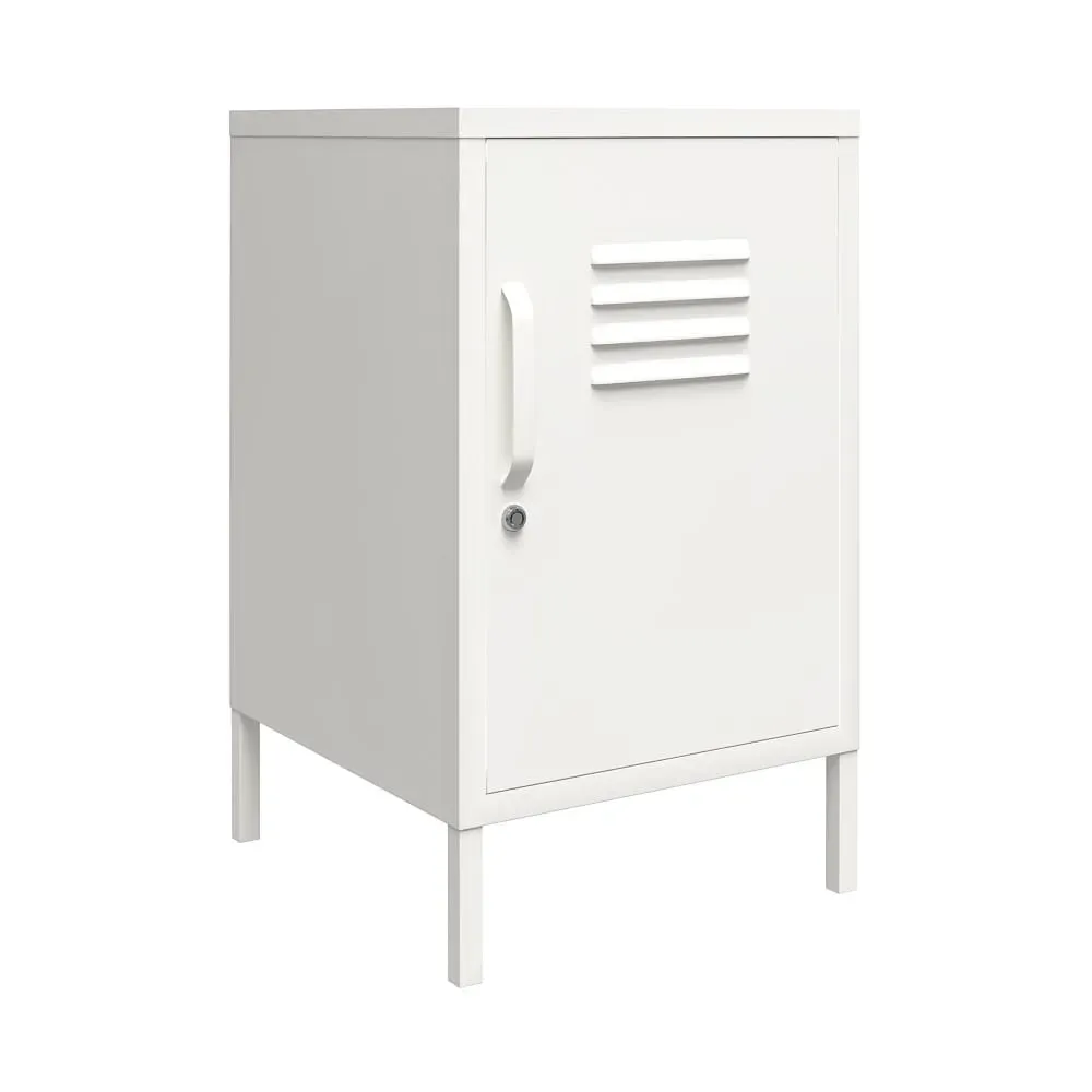 Table d'appoint avec 1 porte en métal blanc
