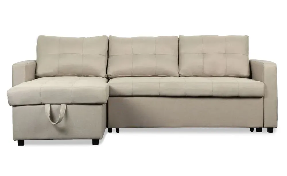 Canapé d'angle convertible tissu beige