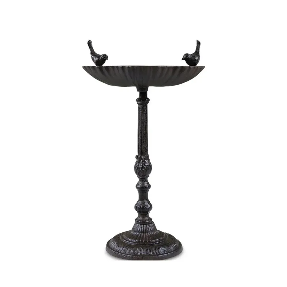 Abreuvoir 2 oiseaux sur pied fonte marron