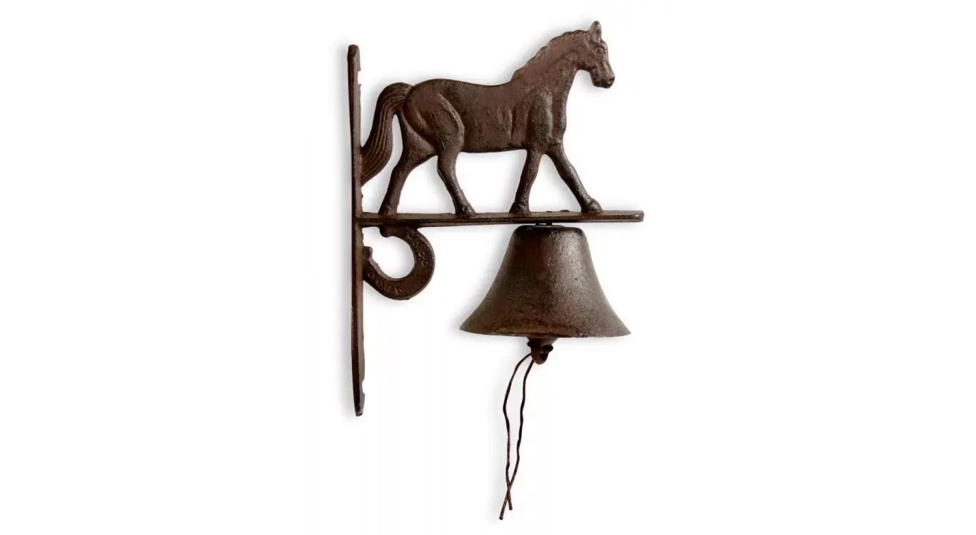 Cloche cheval fonte marron