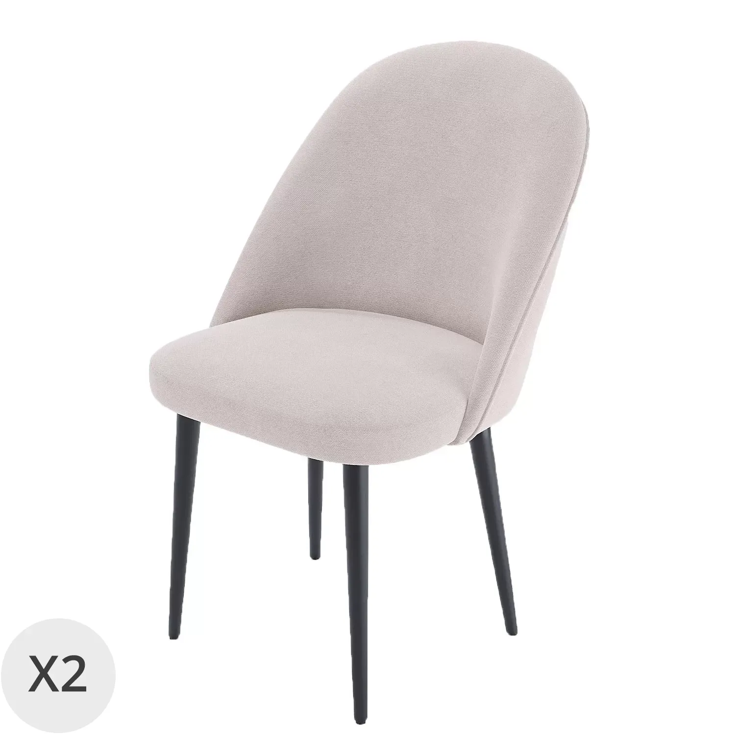Lot de 2 chaises tissu beige & métal noir