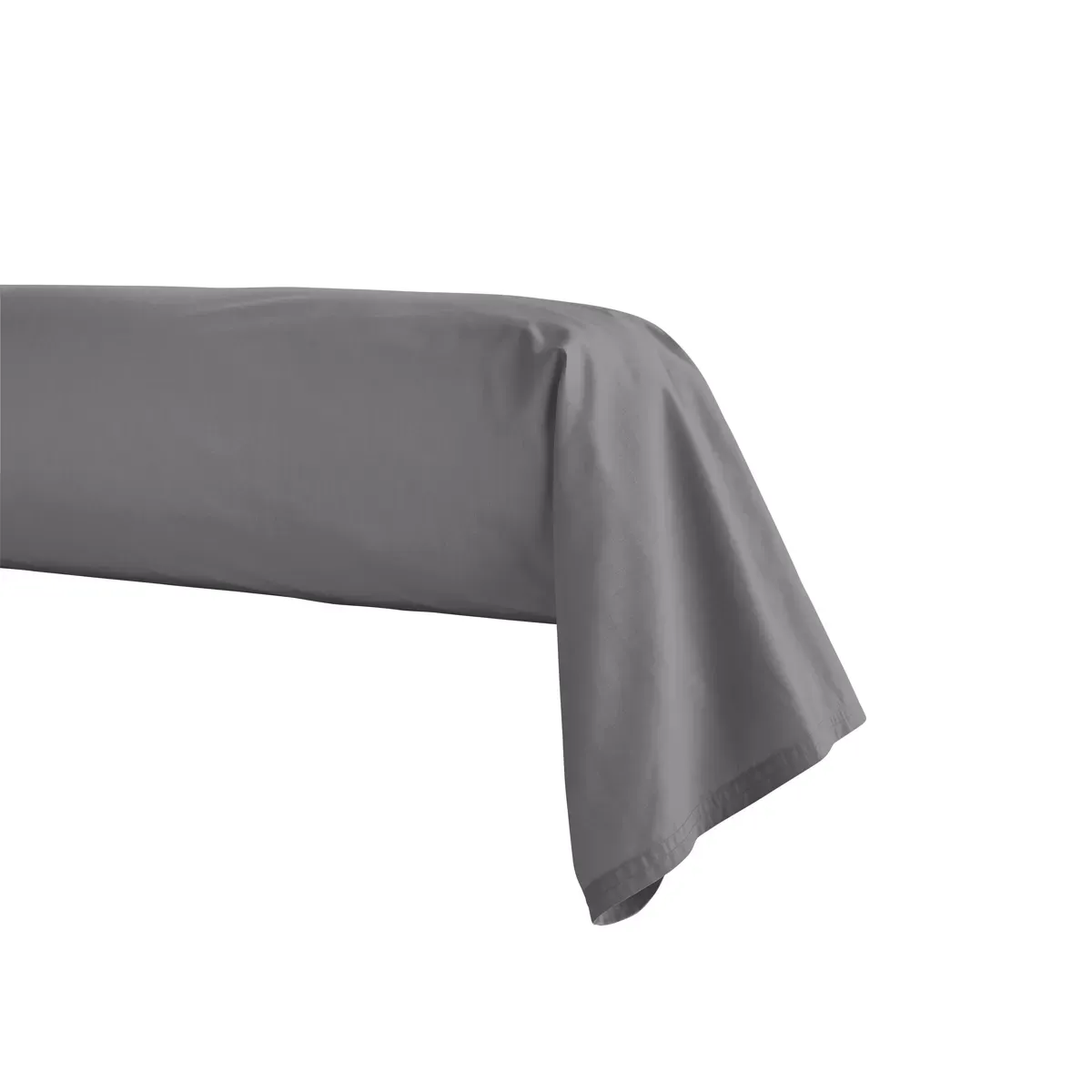 Taie de traversin en percale de coton gris 43x230
