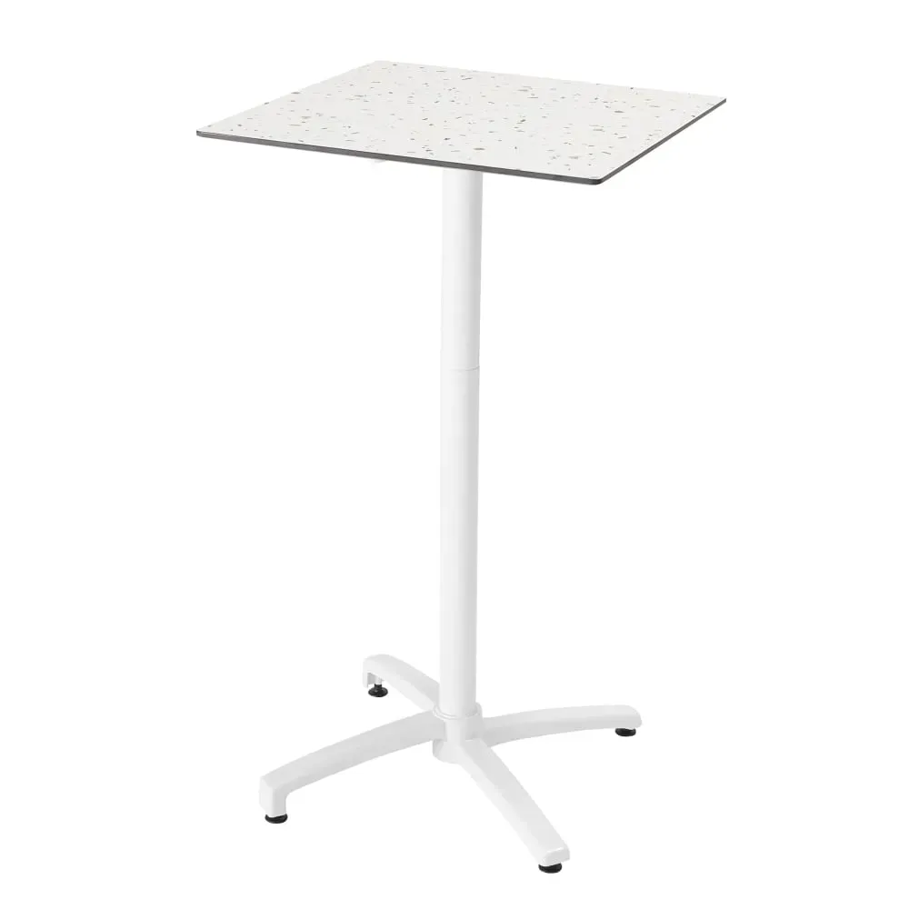 Table haute de terrasse 60 x 60 cm inclinable stratifié terrazzo