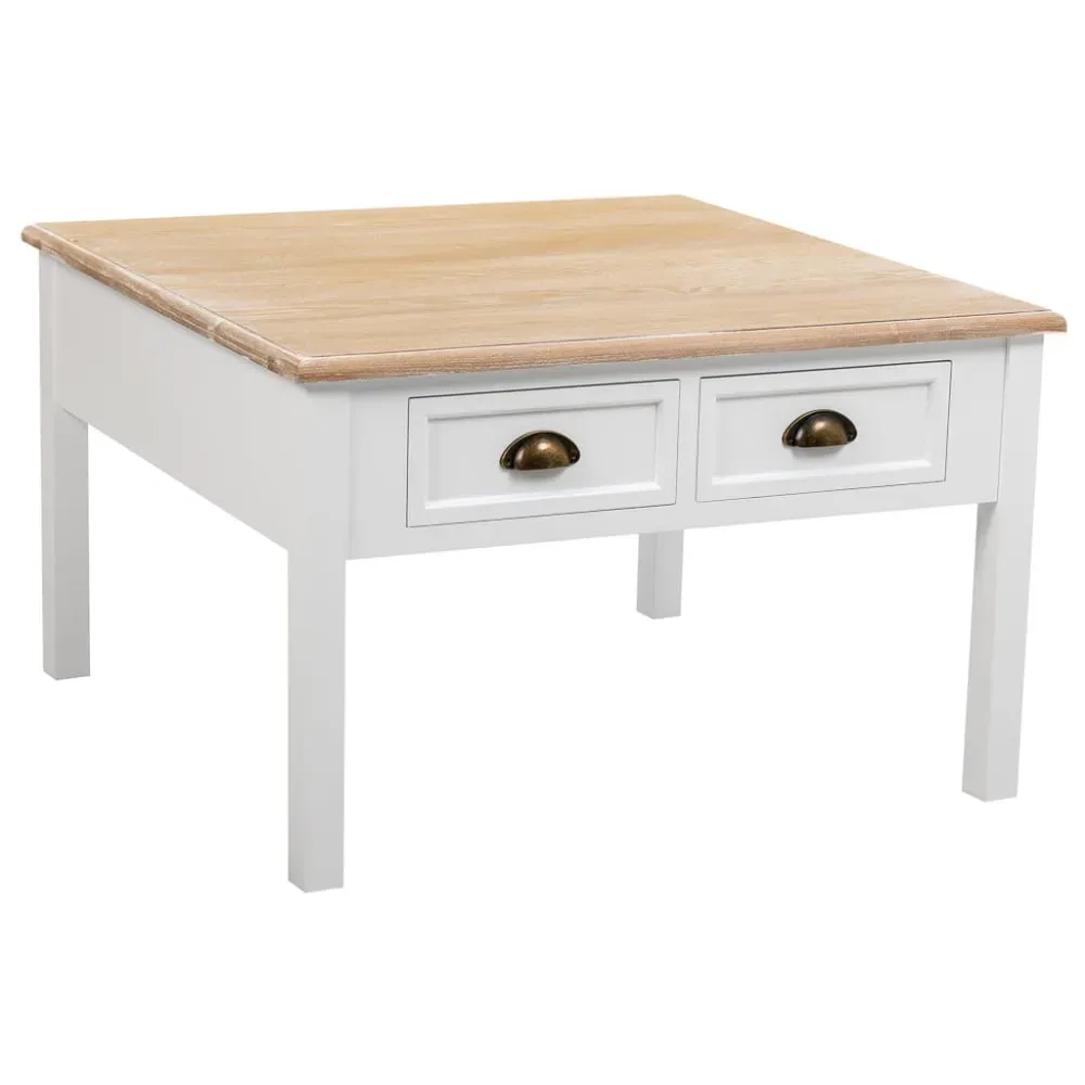 Table basse avec 2 tiroirs blanc 80x80x50h