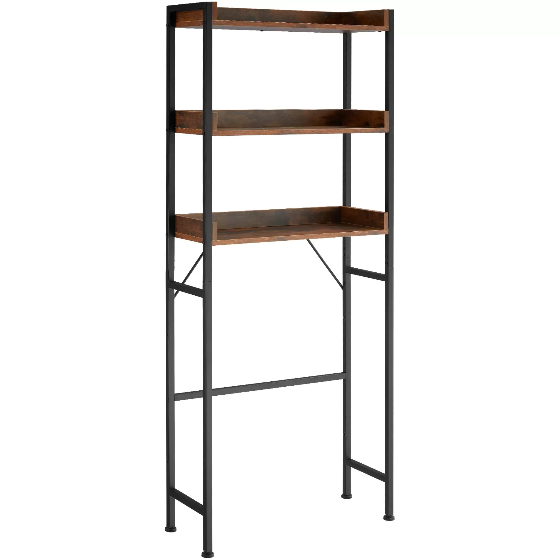 Étagère de salle de bain avec 3 étages Style industriel Bois foncé