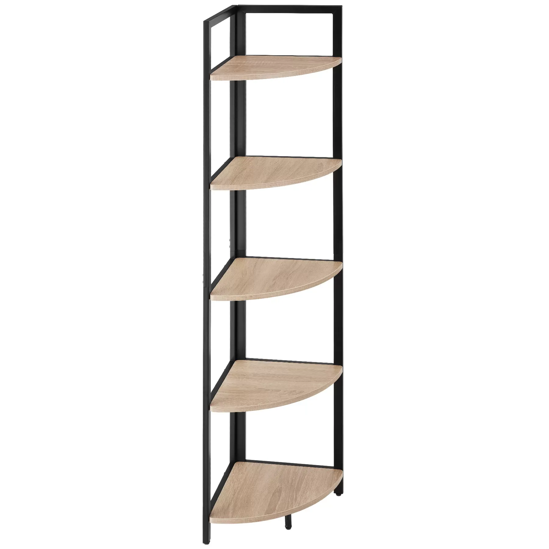 Étagère d’angle style industriel 30x30x150 cm bois clair