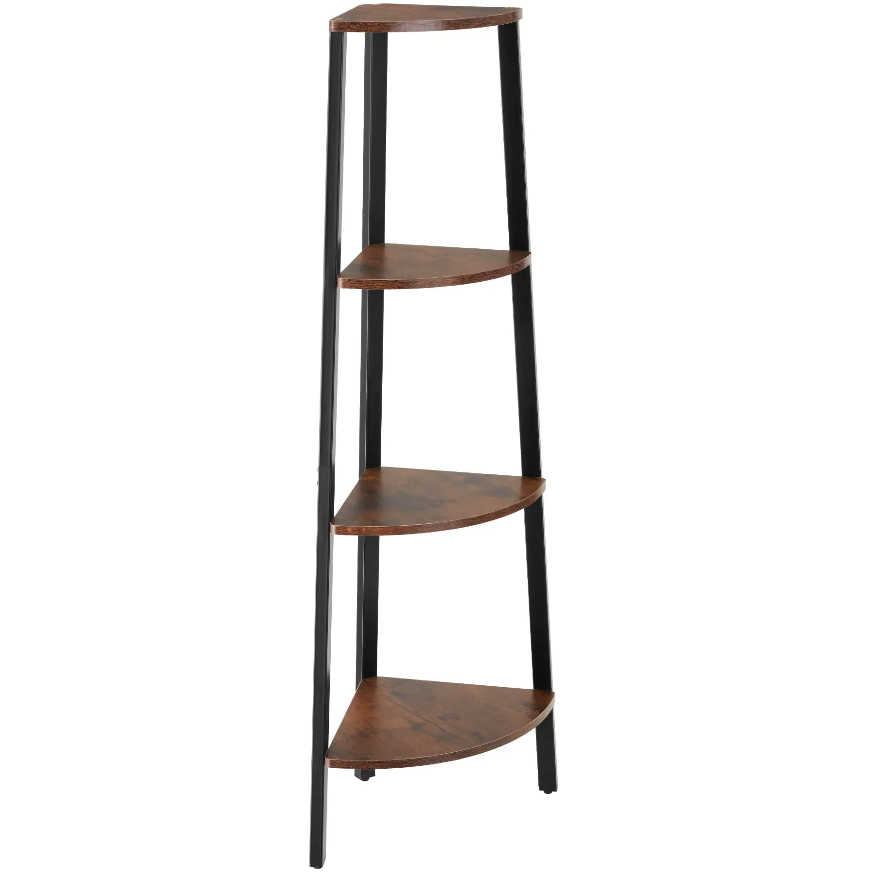 Étagère d’angle style industriel 34x34x125 cm bois foncé