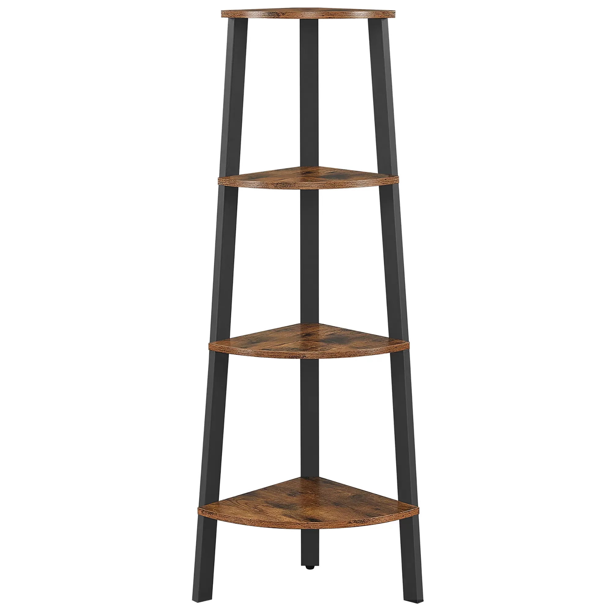 Étagère d'angle 4 niveaux industriel effet bois marron rustique