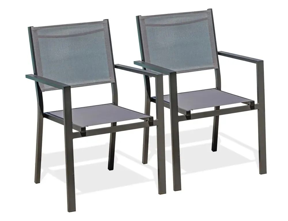 Lot de 2 fauteuils de jardin en alu toile plastifiéee