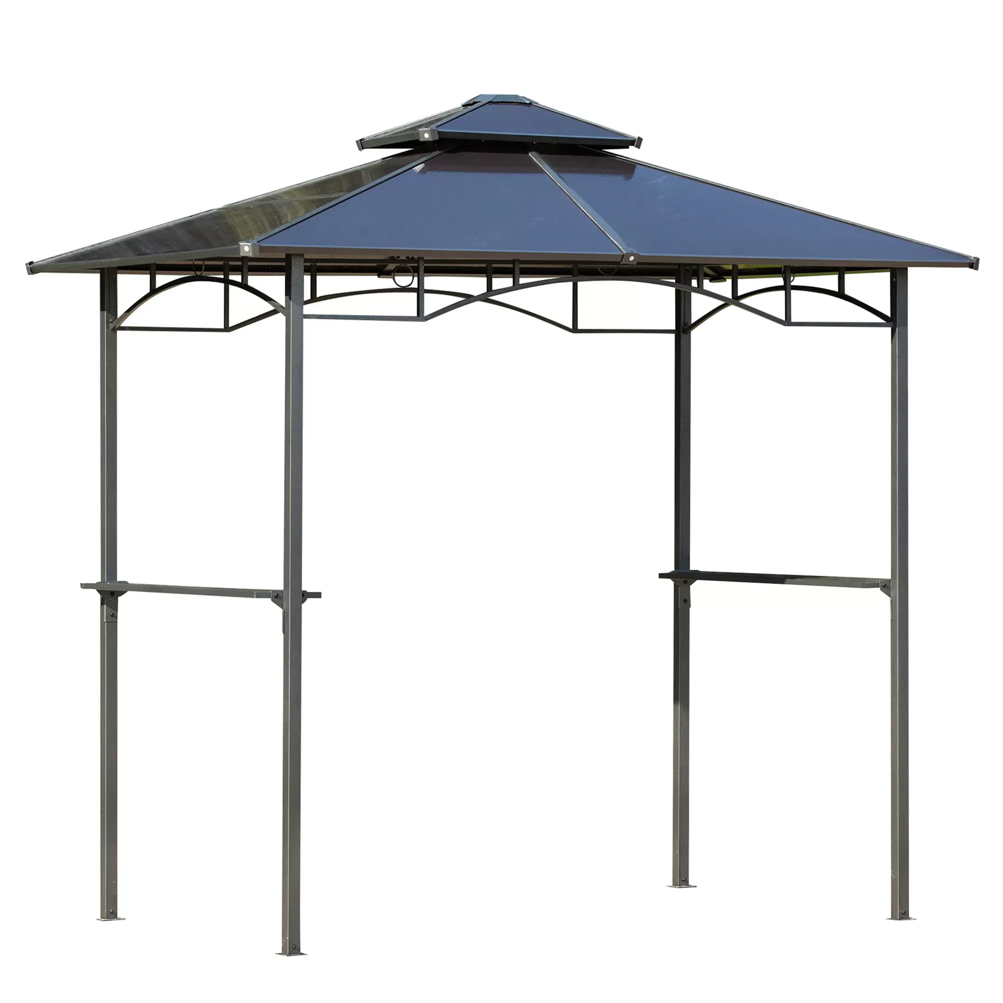 Abri barbecue steakhouse 2 étagères aluminium métal noir polycarbonate