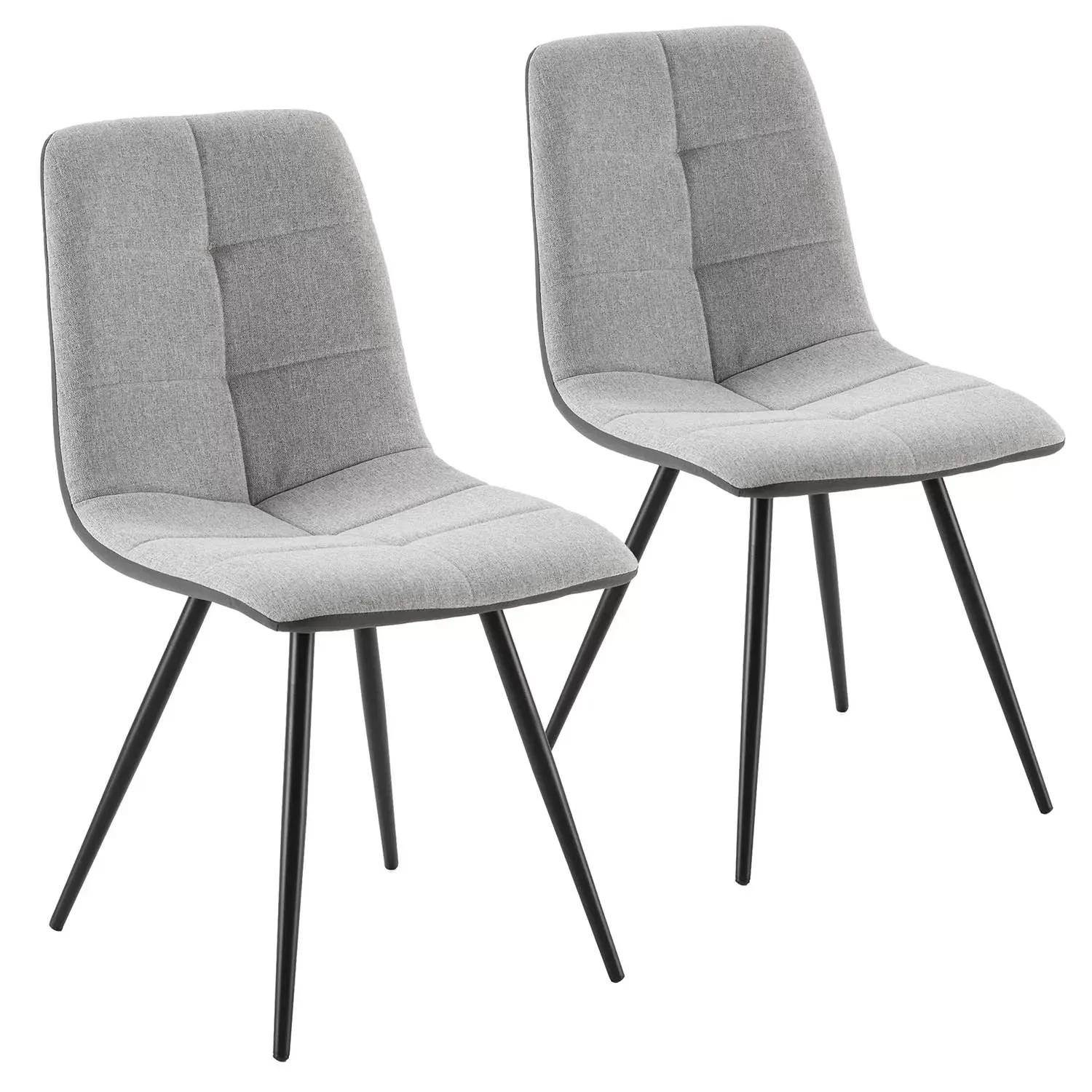 Pack de 2 chaises, tissu et simili cuir Gris