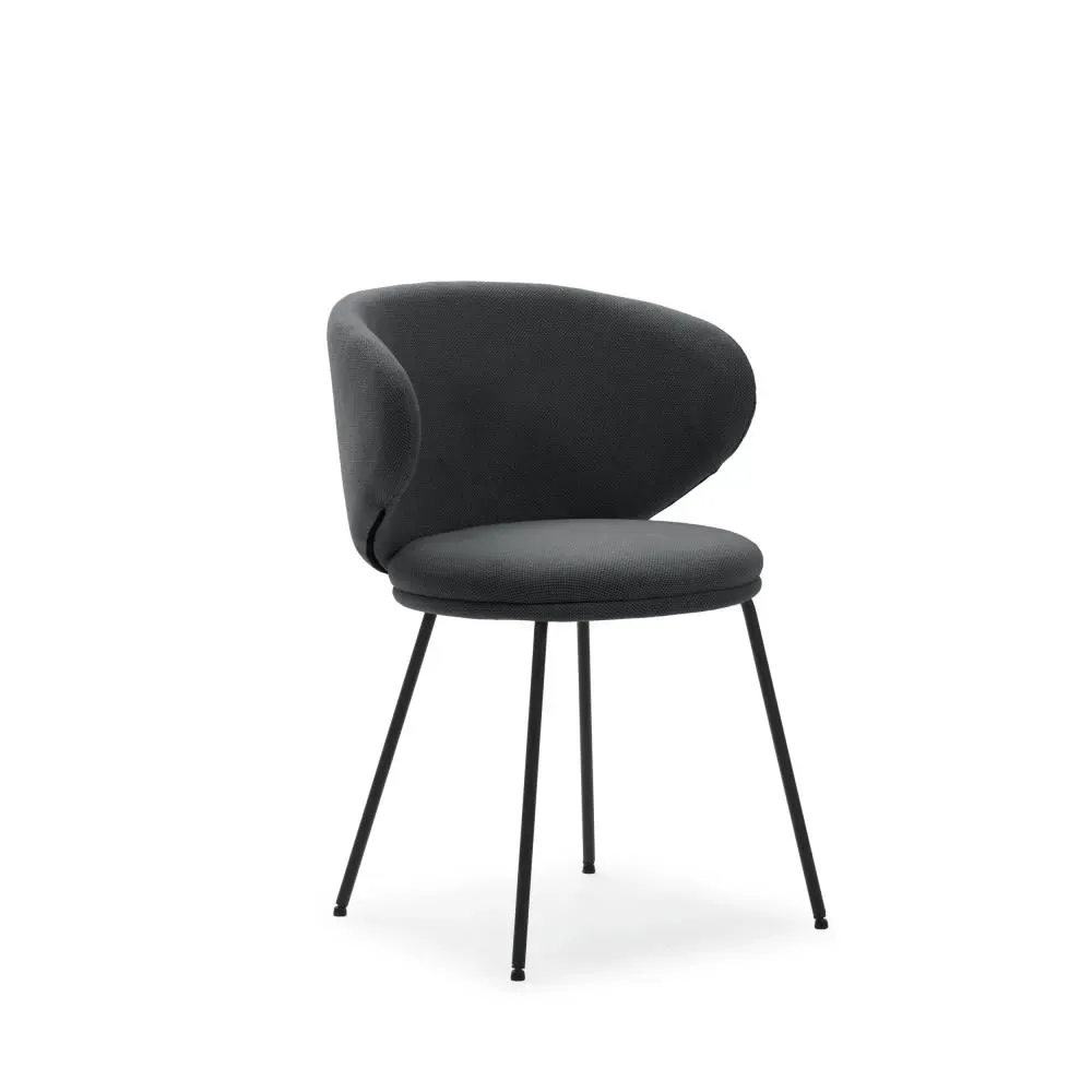 Lot de 2 chaises en tissu et métal - Gris foncé