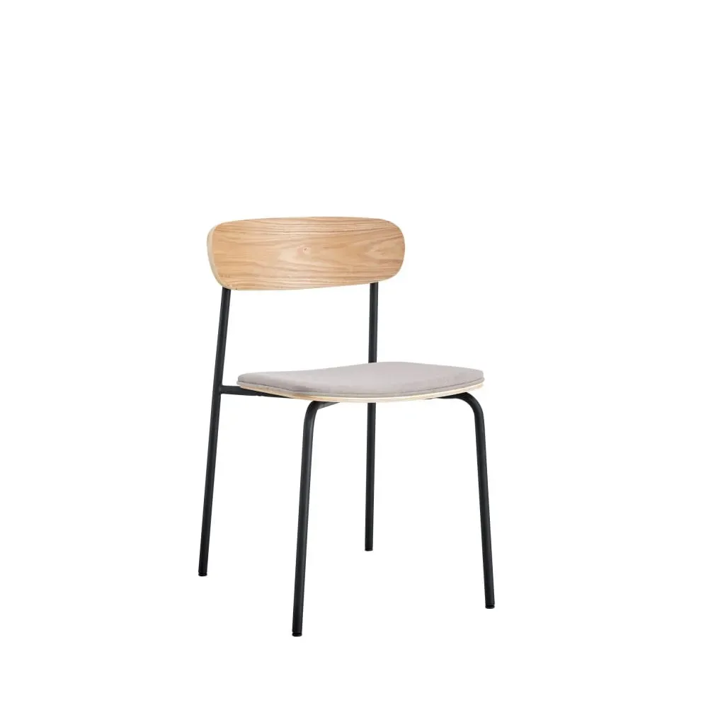 Lot de 2 chaises en tissu et métal - Gris clair