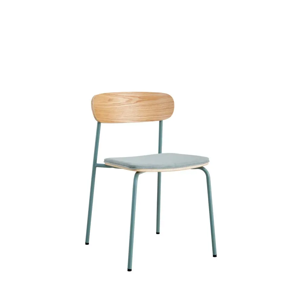 Lot de 2 chaises en tissu et métal - Vert d'eau