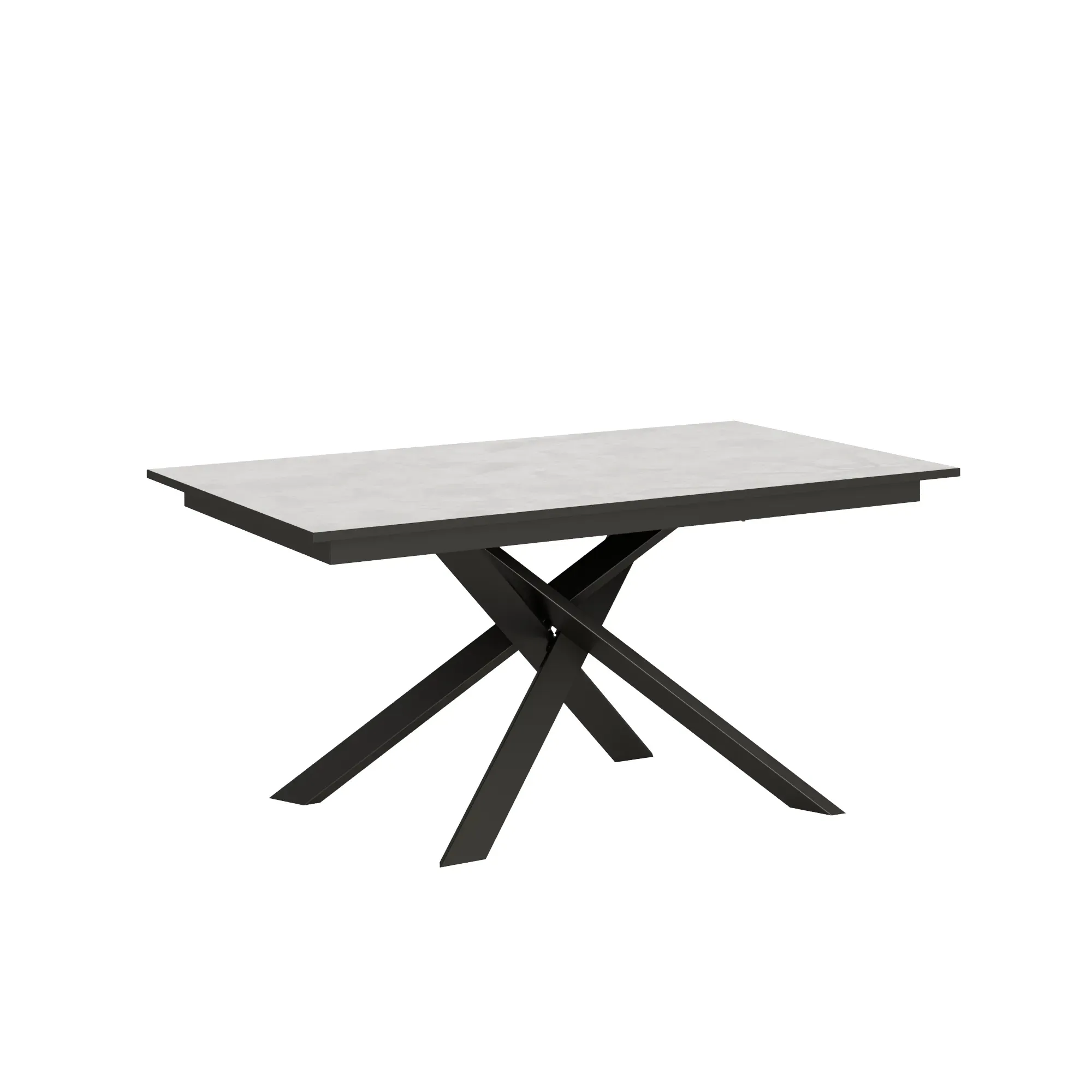 Table extensible 90x160/220 cm effet bois blanc bord anthracite