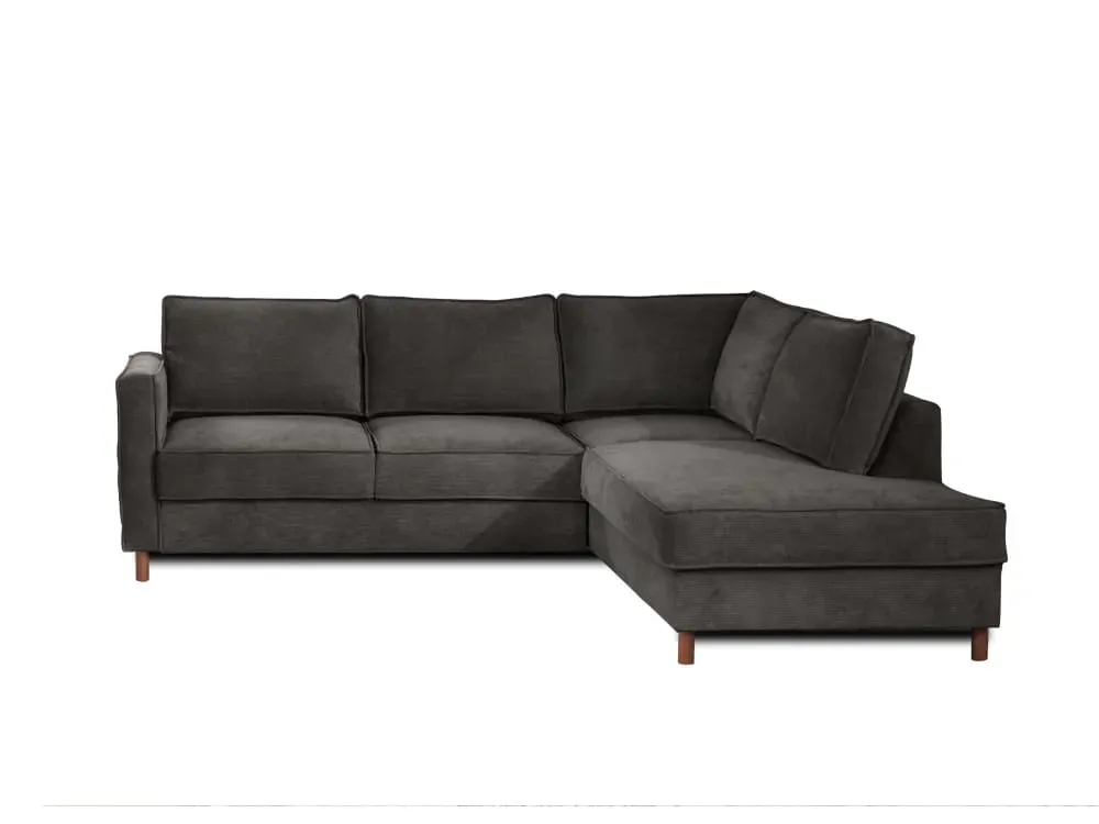Canapé d'angle droit convertible 5 places en velours côtelé gris foncé
