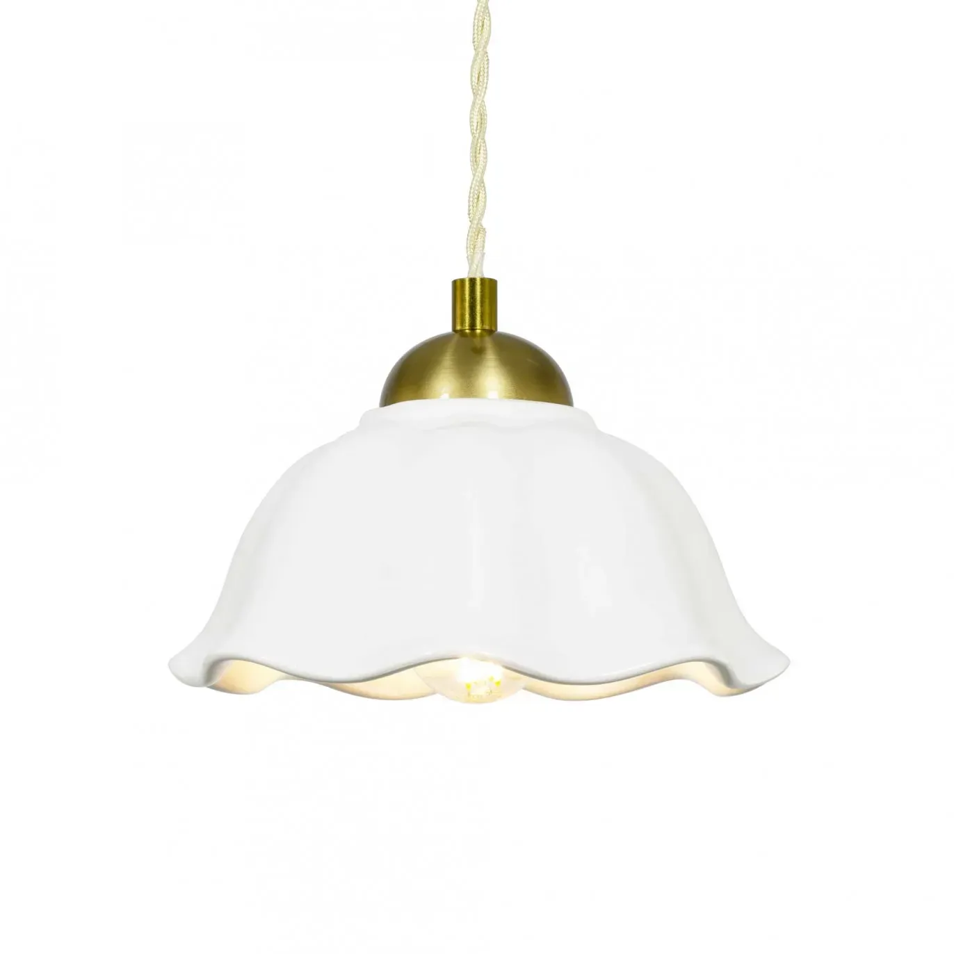 Suspension en céramique avec cordon textile torsadé