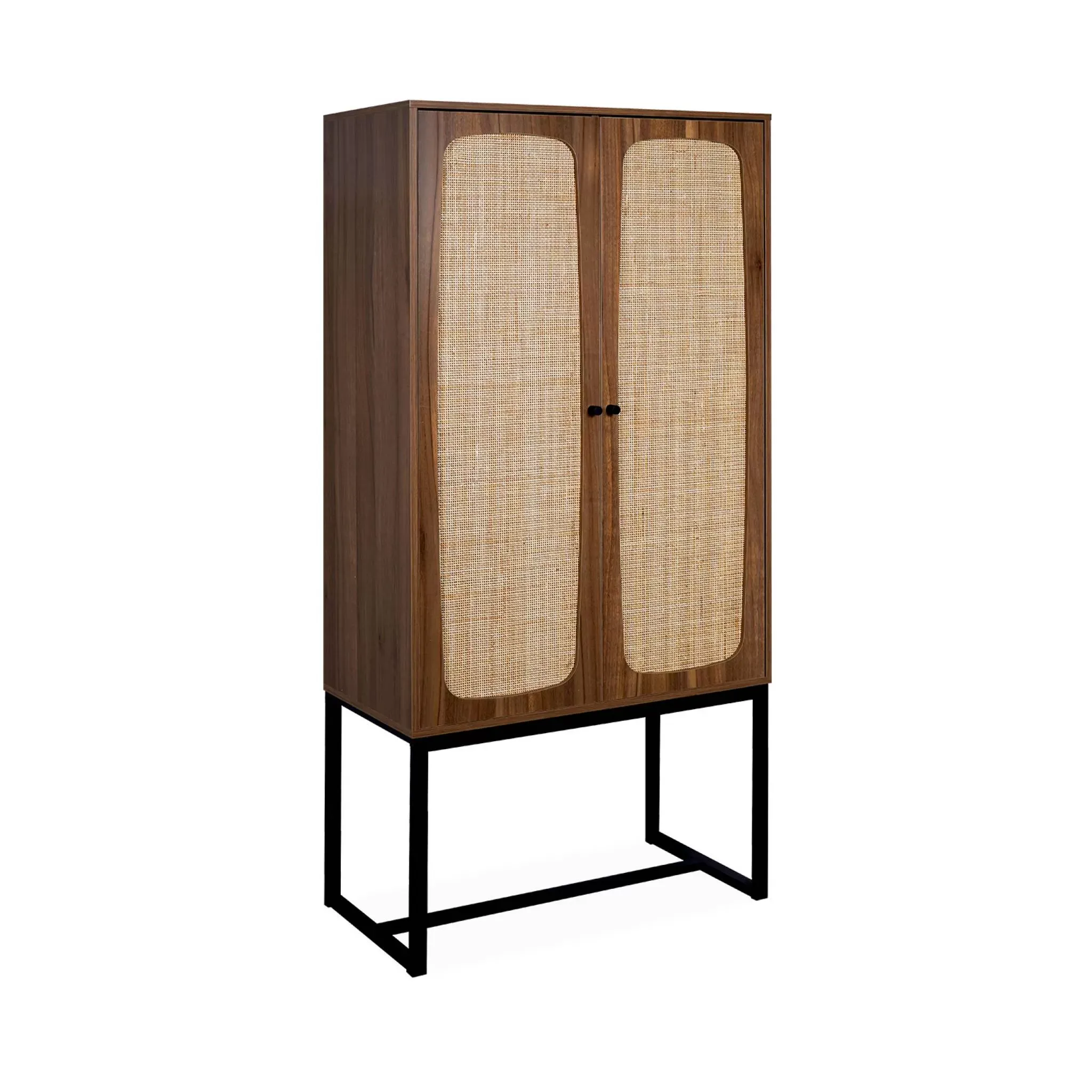 Buffet cannage et décor bois 2 portes 165 cm