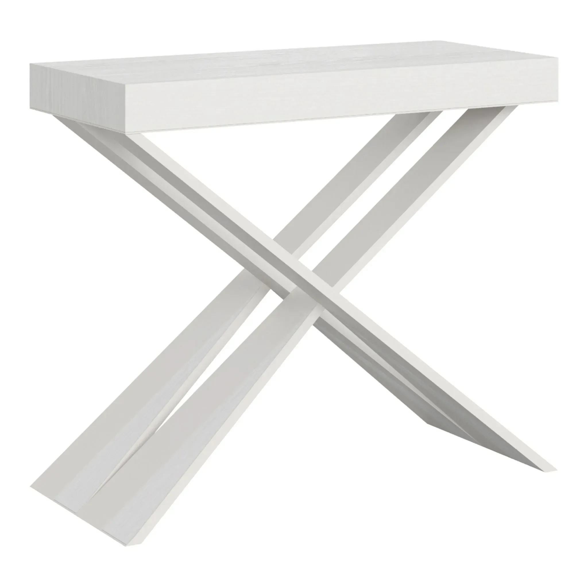 Console extensible 90x40/300 cm effet bois frêne blanc