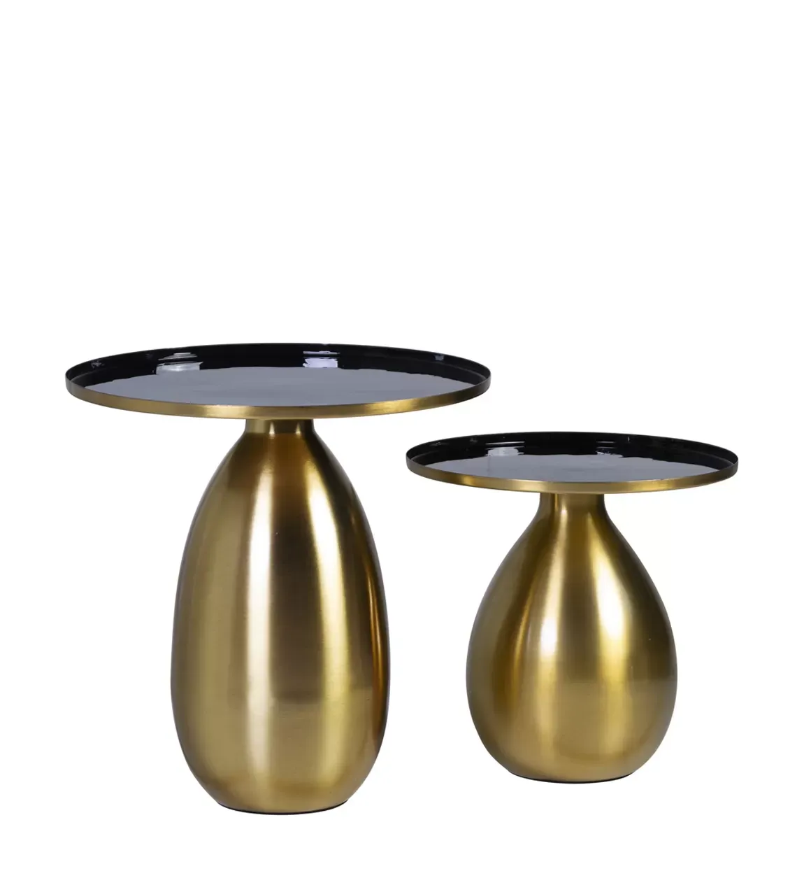 Set de 2 tables d'appoint en fer doré