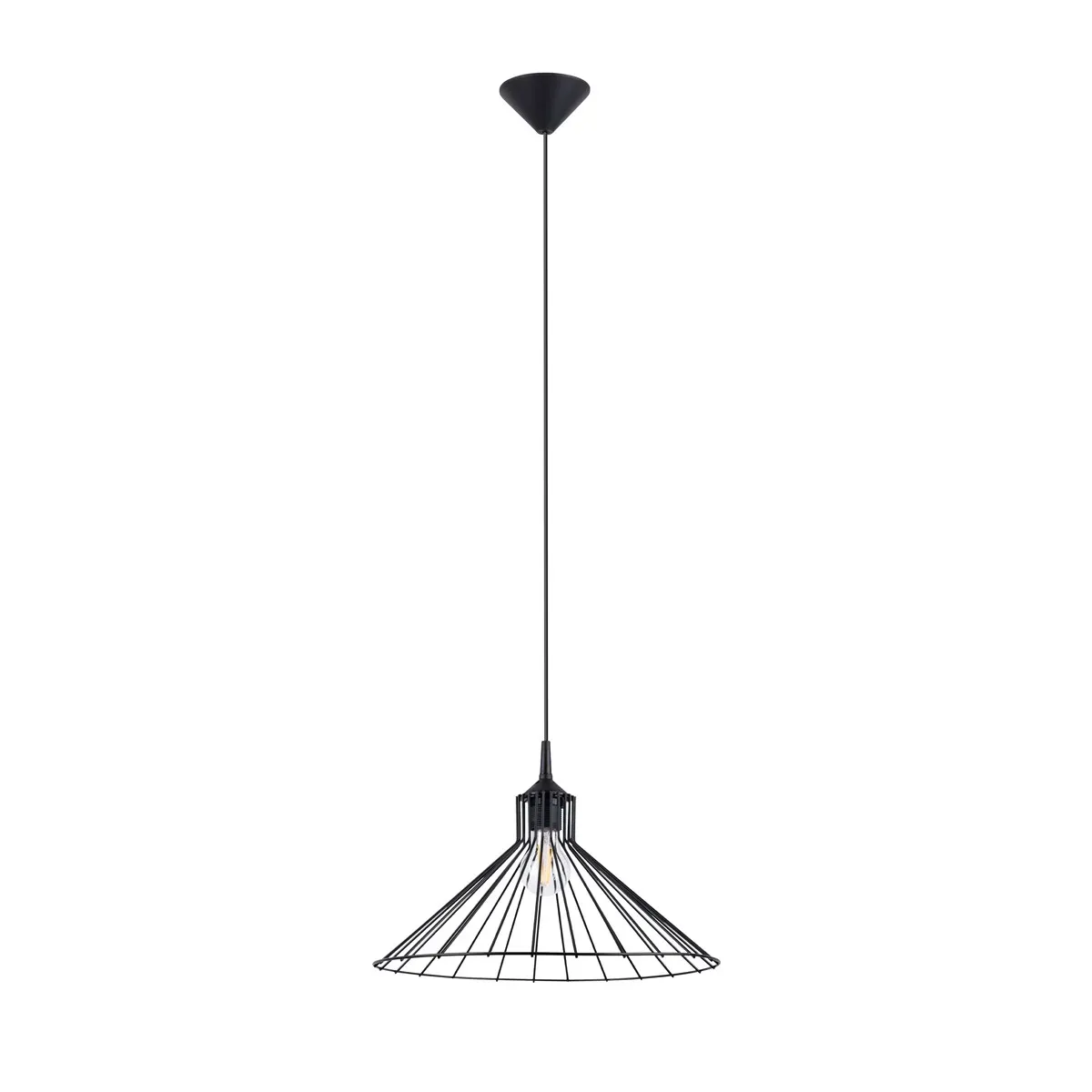 Lampe suspendue acier noir H 86 cm