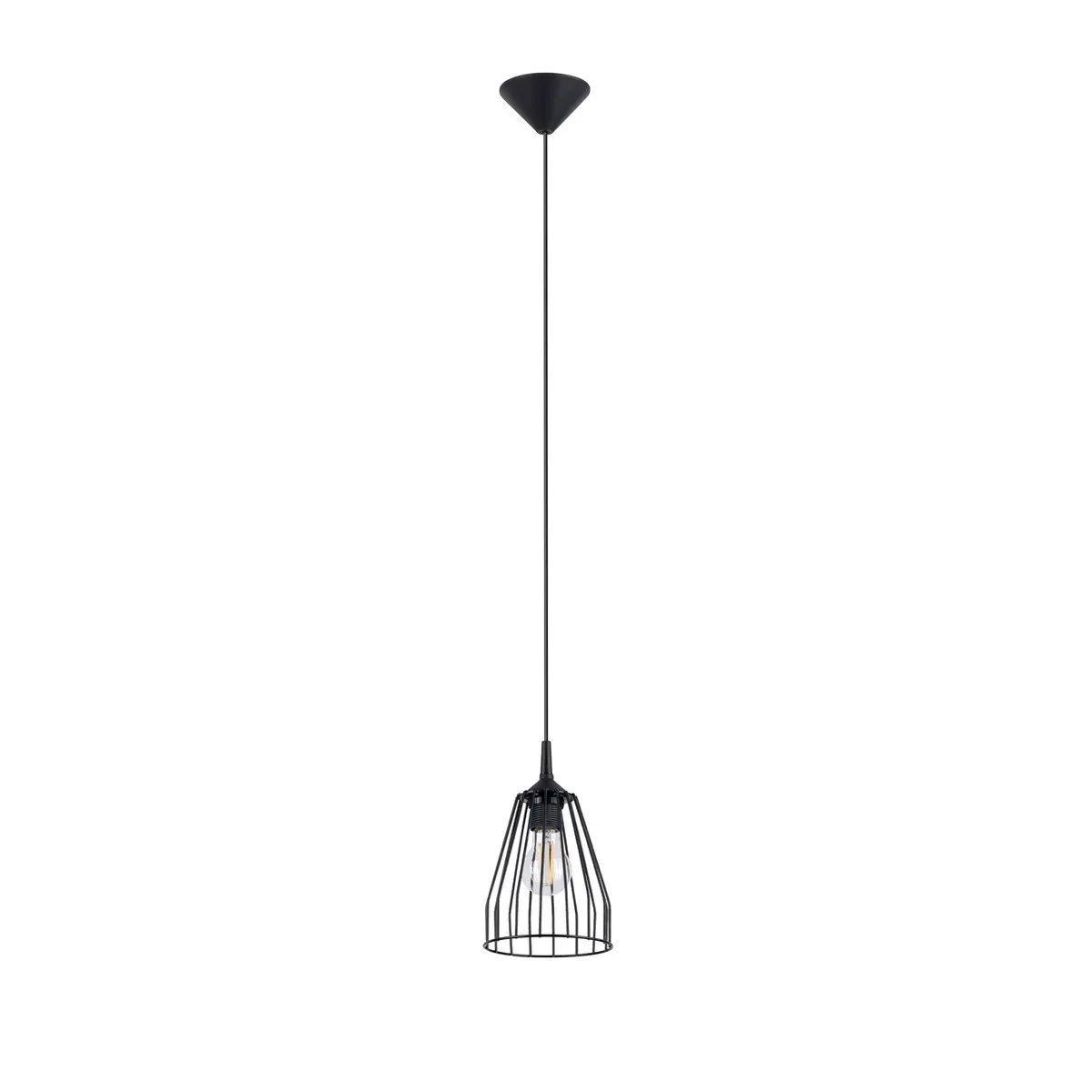 Lampe suspendue acier noir H 85 cm