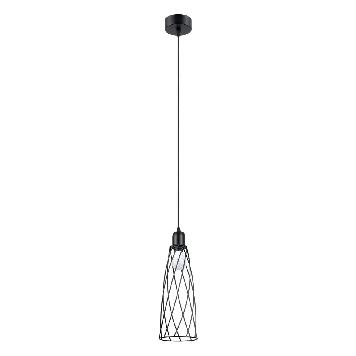 Lampe suspendue acier noir H 139 cm