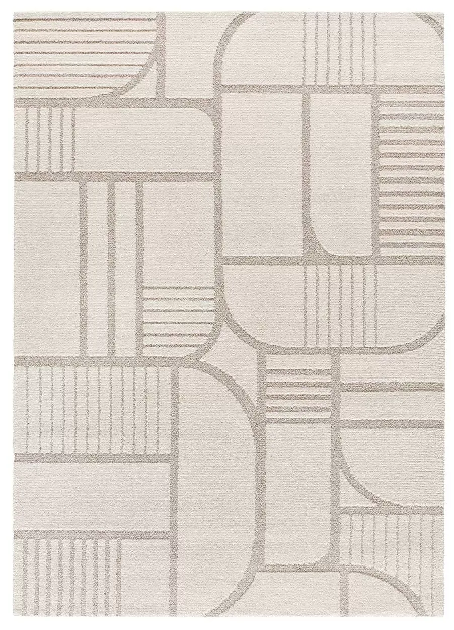 Tapis à relief scandinave blanc/beige 160x230 cm