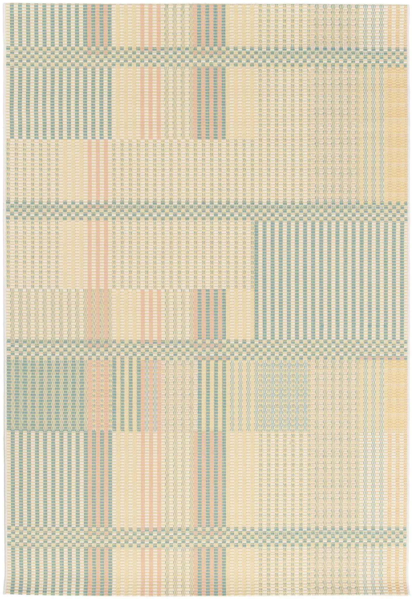 Tapis d'extérieur à rayures beige/bleu/rose 160x230 cm