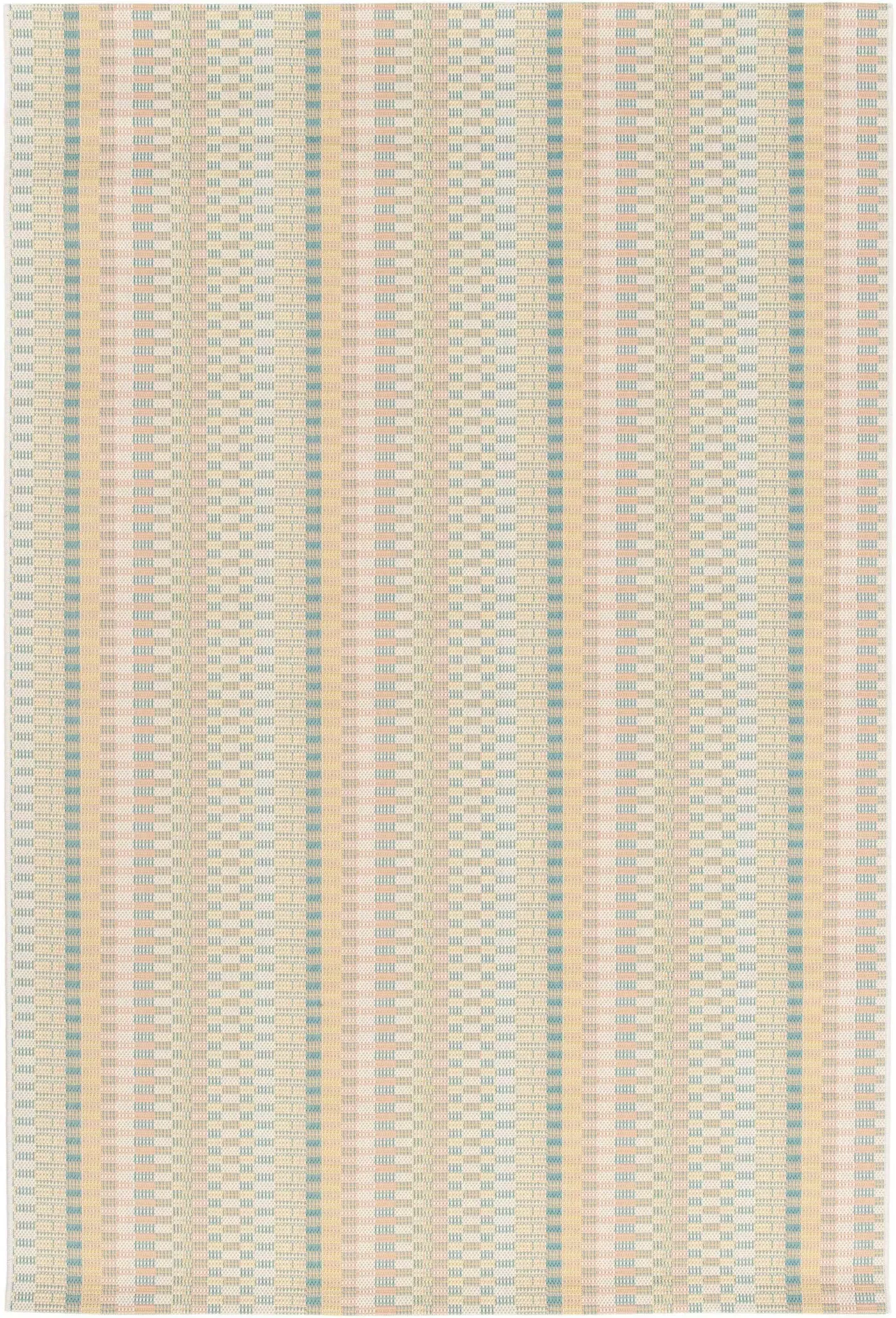 Tapis d'extérieur à rayures beige/bleu/rose 160x230 cm
