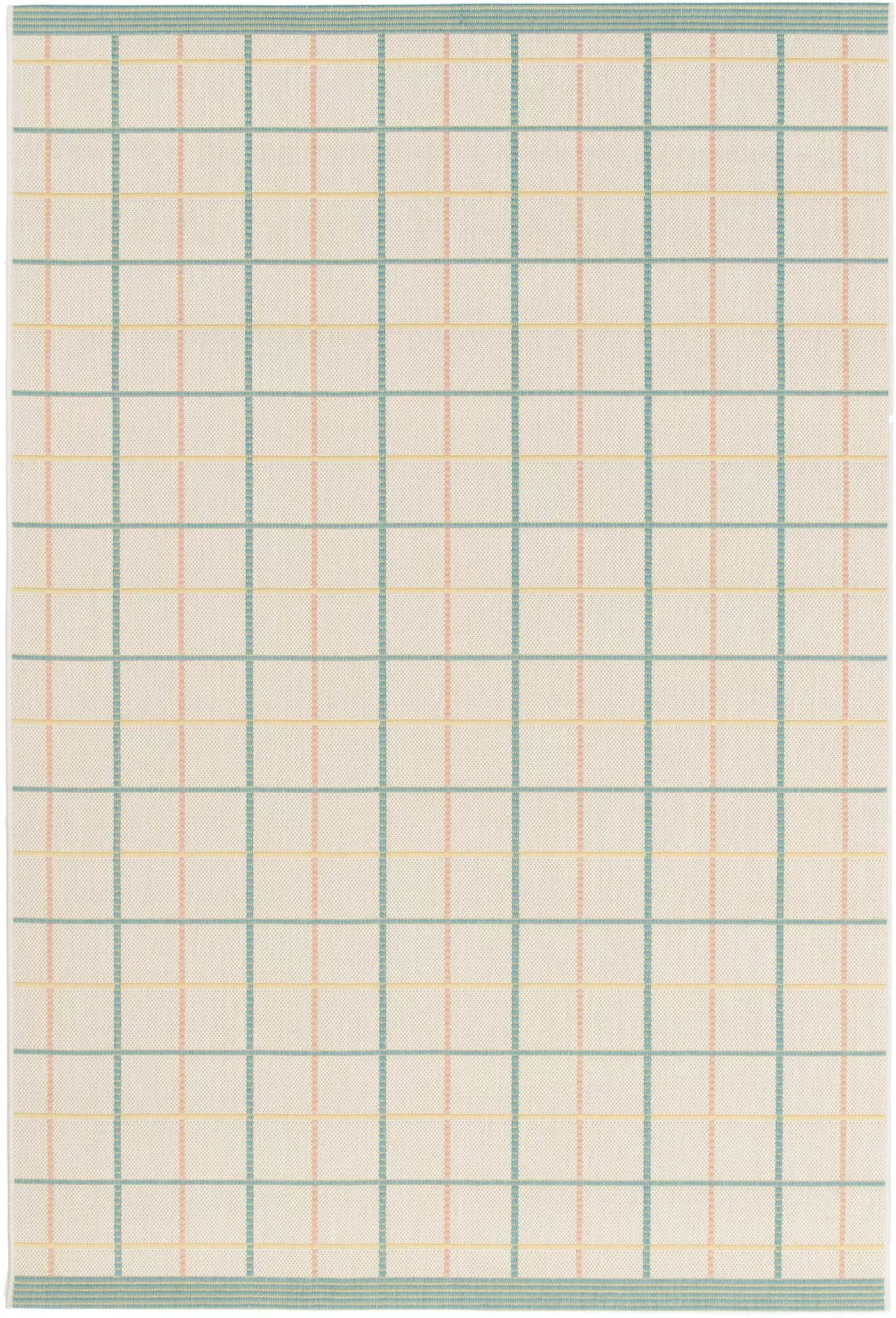Tapis d'extérieur à carreaux beige/bleu/rose 80x150 cm
