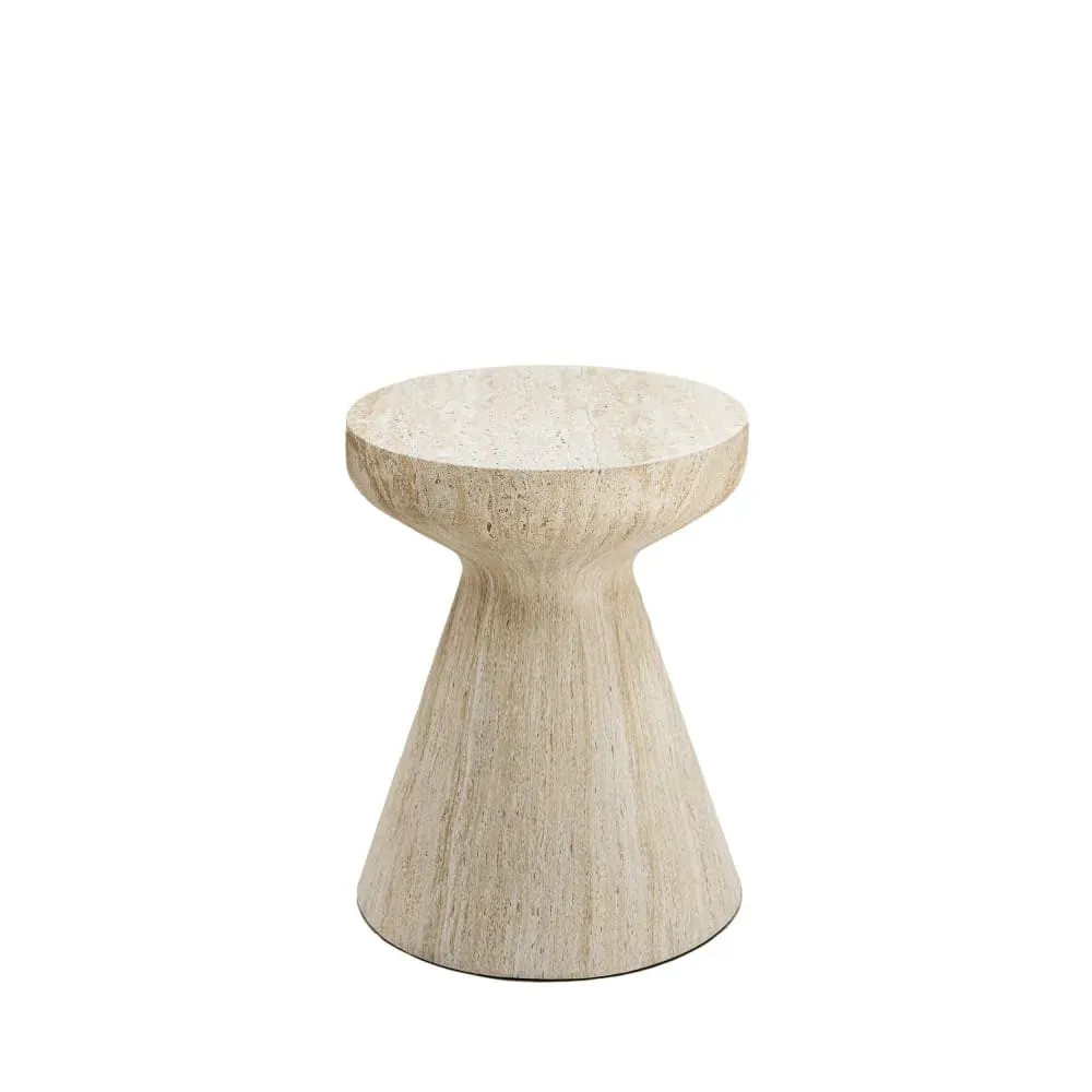 Tabouret effet travertin H45cm - Beige