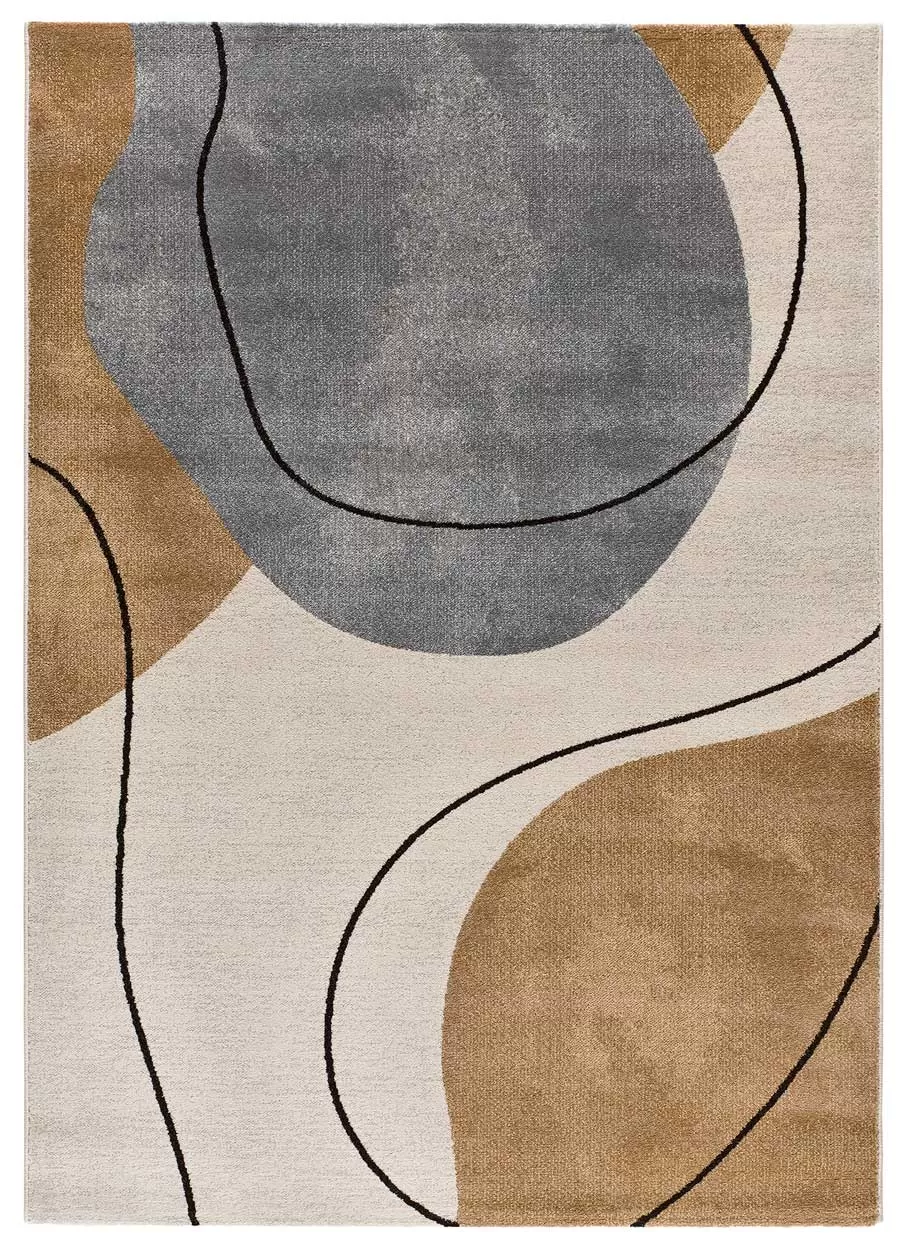 Tapis formes organiques beige/gris/marron 140x200 cm
