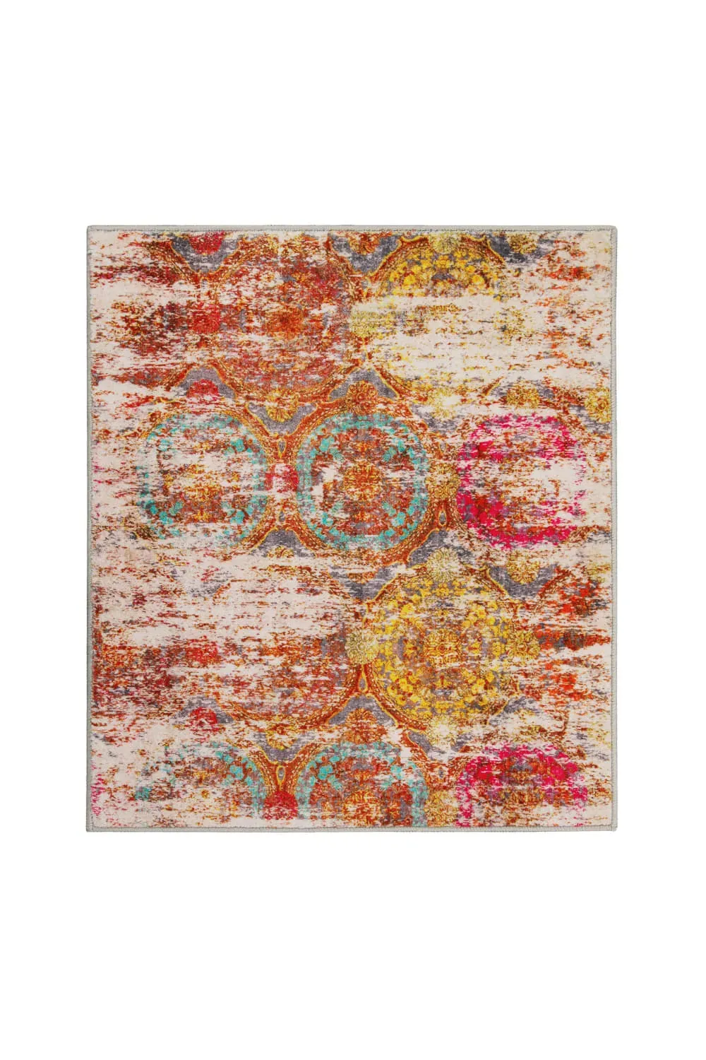 Tapis de bain multicolore rose motif vintage imprimé 55x65